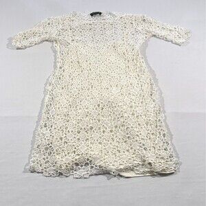 Lauren Ralph Lauren Cotton Crochet Ivory Slip Coquette Cottage Dress Sz PL